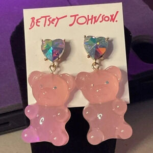 Betsey Johnson Gummy Bear Dangle Earrings Pink